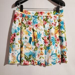 Vtg Tail Tropical Pop Art Hawaiian Pleated Tennis Skirt Size 12 USA Made Retro